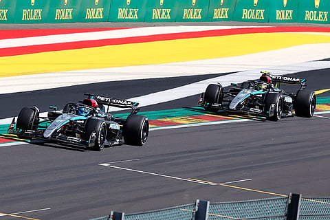 Mercedes driver George Russell leads the race